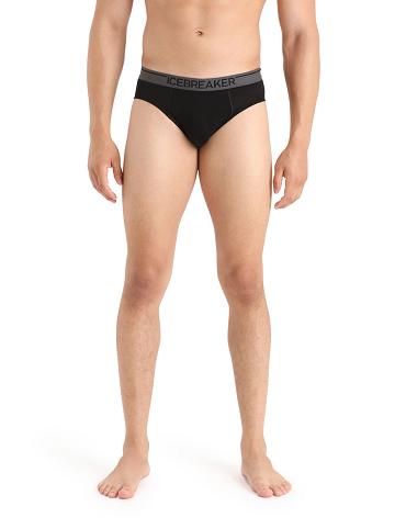 Black Men's Icebreaker Merino Anatomica Briefs Underwear | USA 1299JPQJ